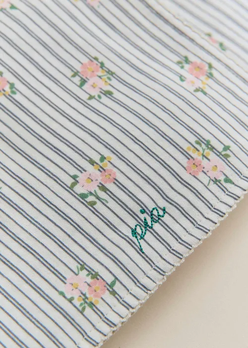 Set de 2 langes - Rayures Broderies Fleurs — image 5