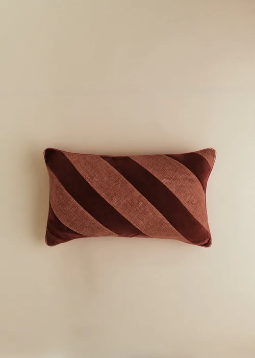 Coussin Toile Lin et Velours - Petit modèle - Terre de sienne