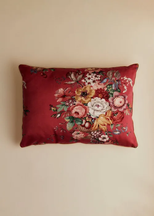 Imprime Bouquet Floral Fond Rouge
