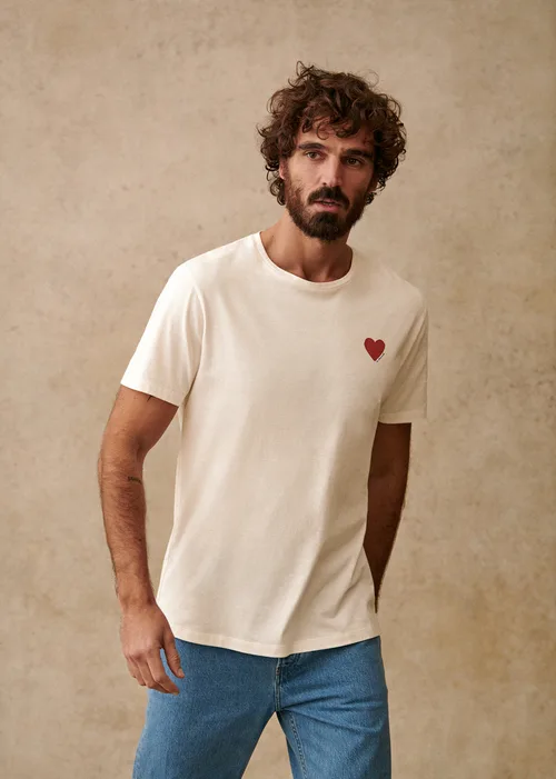 T-Shirt Coeur Chamade - Ecru / Rouge — image 4