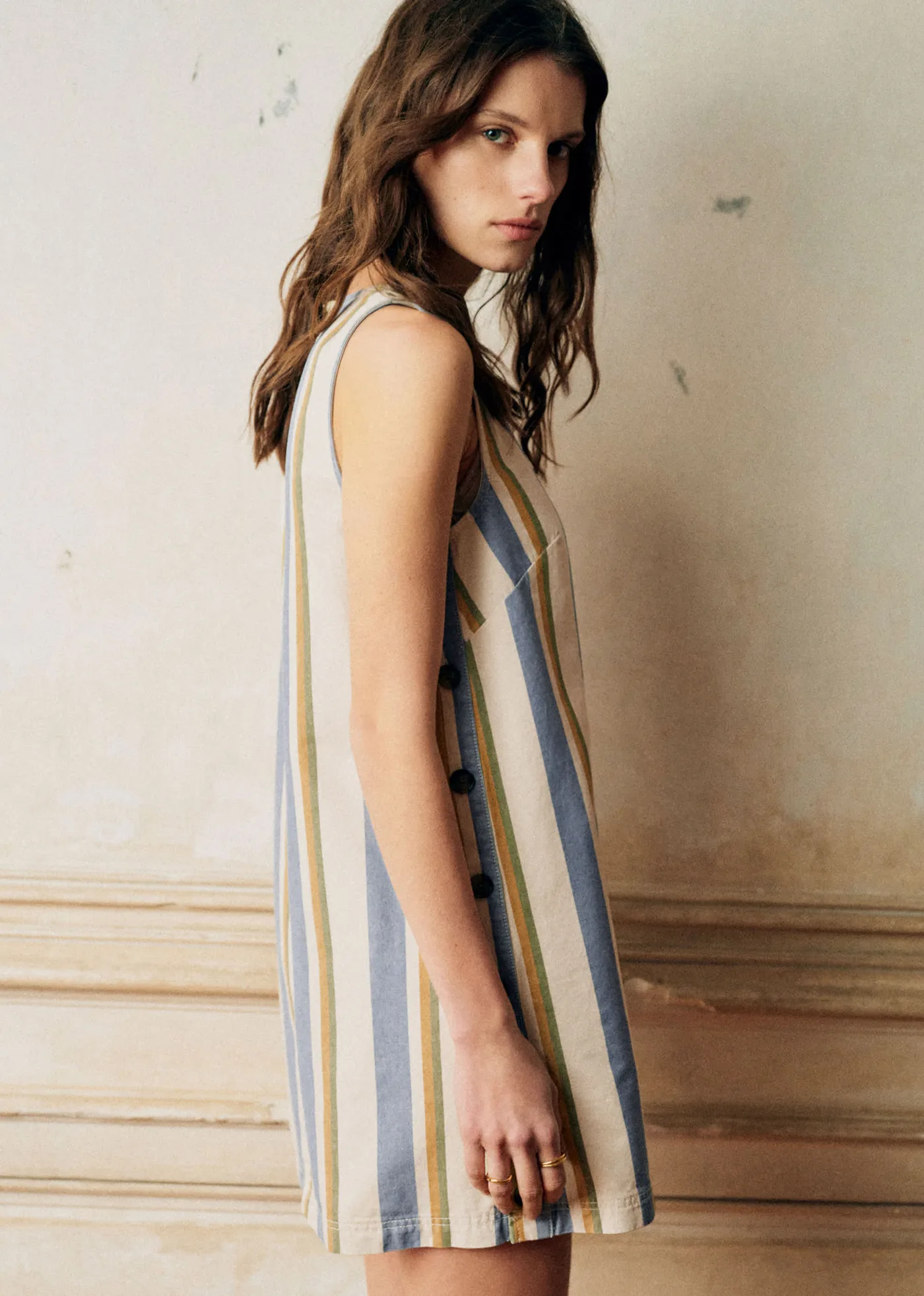 Robe Nicila - Rayures Bleu Ecru Jaune