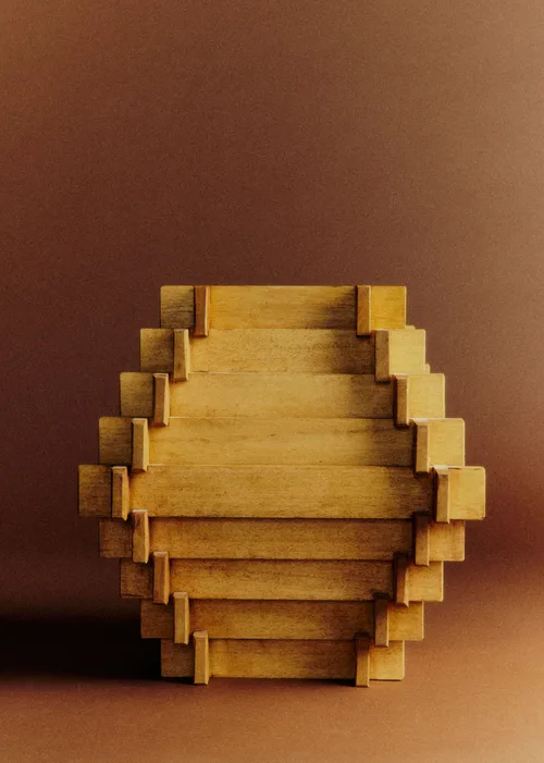 Lampe cubique vintage en bois - Bois