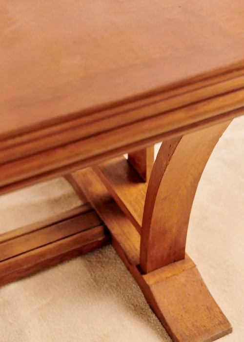 Table à manger avec plateau damier marqueterie vintage - Chêne — image 3