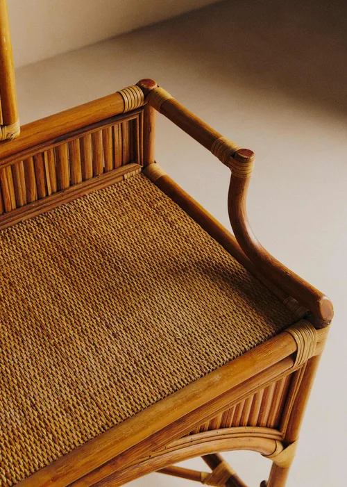 Coiffeuse vintage en bambou - Bambou et Rotin Foncé — image 3