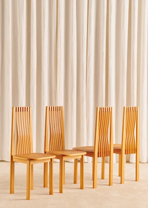 Lot de 4 chaises italiennes années 70 - Cannage — image 3
