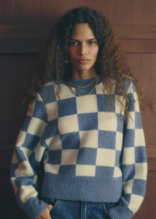 Pull François - Sézane x Antoinette Poisson - Carreaux Bleu et Ecru — image 3