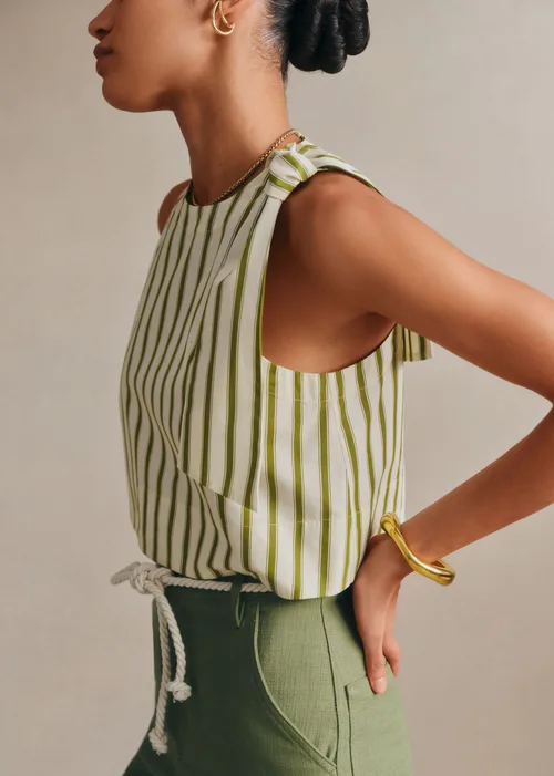 Blouse Loren - Écru Rayures Kaki — image 3