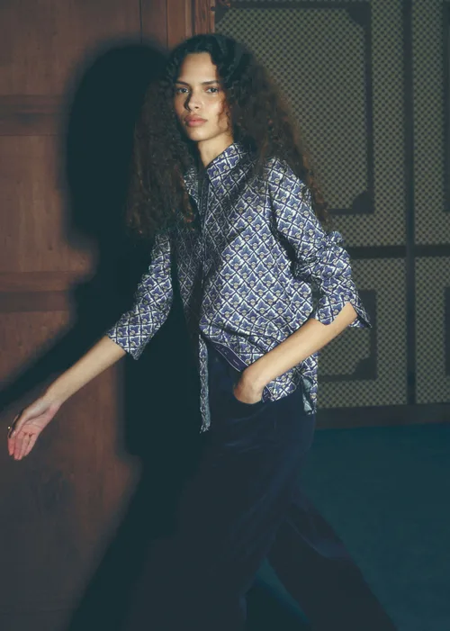 Chemise Annie - Sézane x Antoinette Poisson - Bleu Imprimé Noisettes — image 2