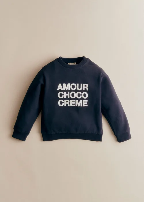 Sweat-Shirt Amour Choco Crème - Marine / Ecru