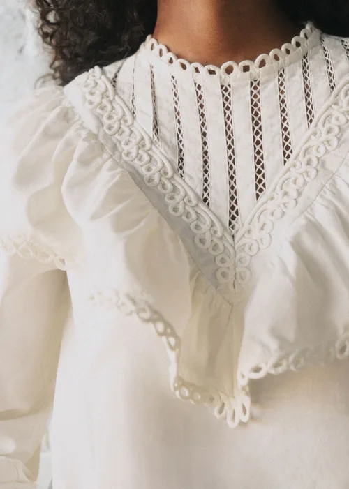 Blouse Amarine - Sézane x SEA NY - Broderie Unie Ecru — image 3