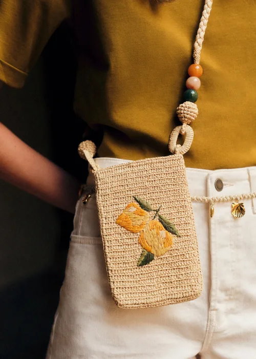 Pochette Tasha - Raphia Broderie Citron — image 3