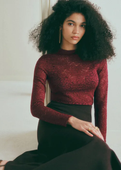 Blouse Taori - Dentelle Grenat — image 3