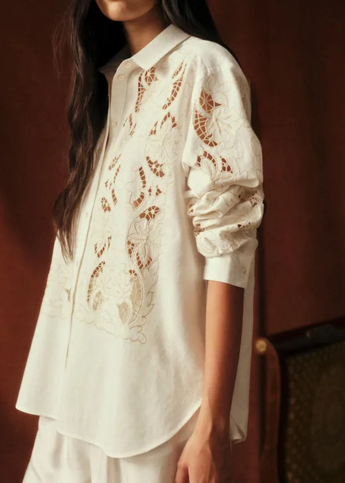 Chemise Maxy - Sézane x Baziszt - Frise Crème Fond Ecru — image 4