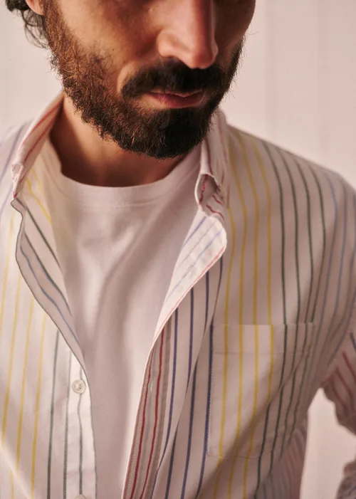 Chemise Charlie Oxford - Blanc Rayures Multicolores — image 5