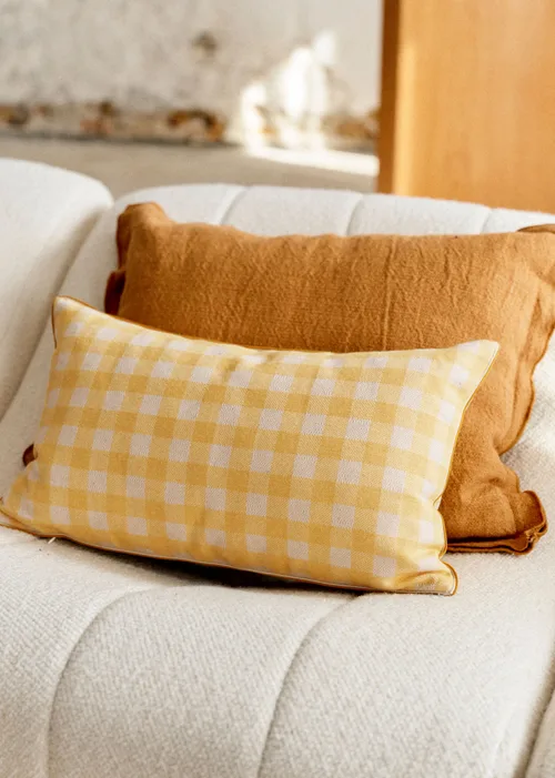 Coussin Tissé Vichy - Petit modèle - Jaune — image 4