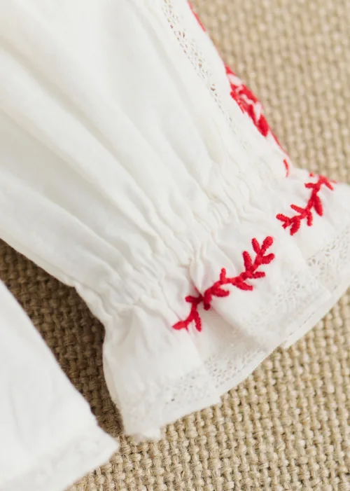 Chemise Charlina - Blanc / Broderie Rouge — image 4