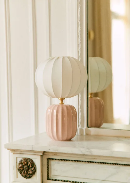 Lampe Traviata petit modèle - Rose - Abat-jour petit modèle - Sonate écru — image 3