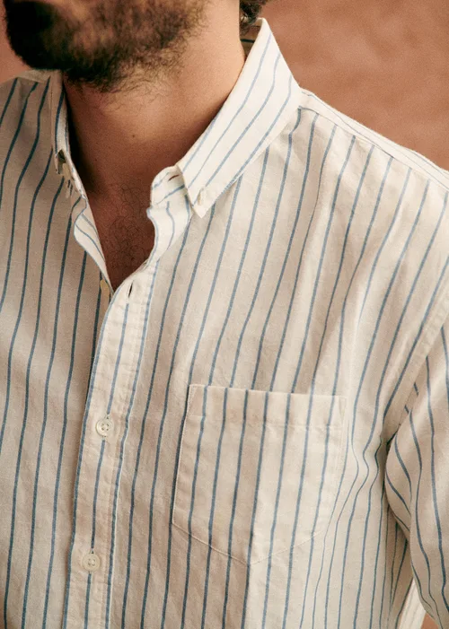 Chemise Charlie Coton Lin - Blanc Rayures Bleues — image 6