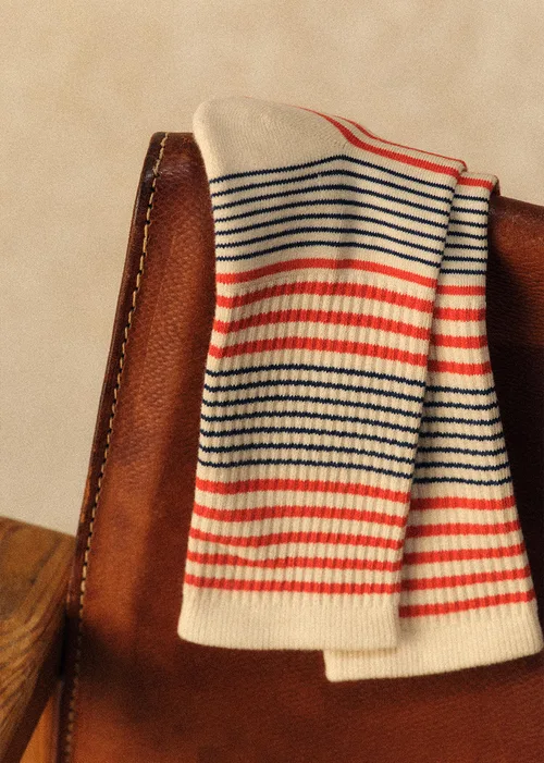 Chaussettes Mouss - Écru / Bleu / Rouille — image 4