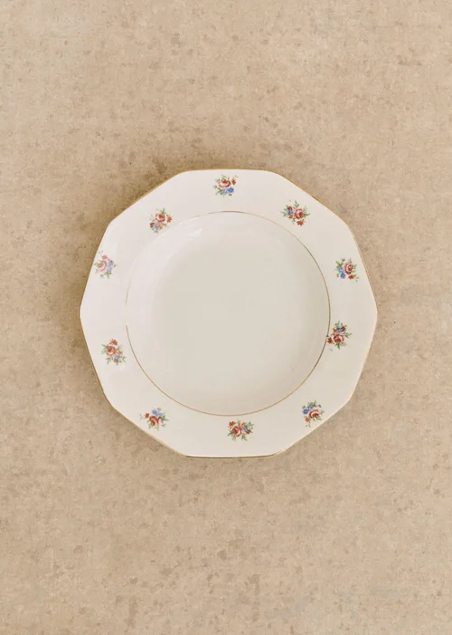 Assiettes creuses anciennes, Fleurs anglaises - Lot de 5 assiettes creuses - Décor n°4