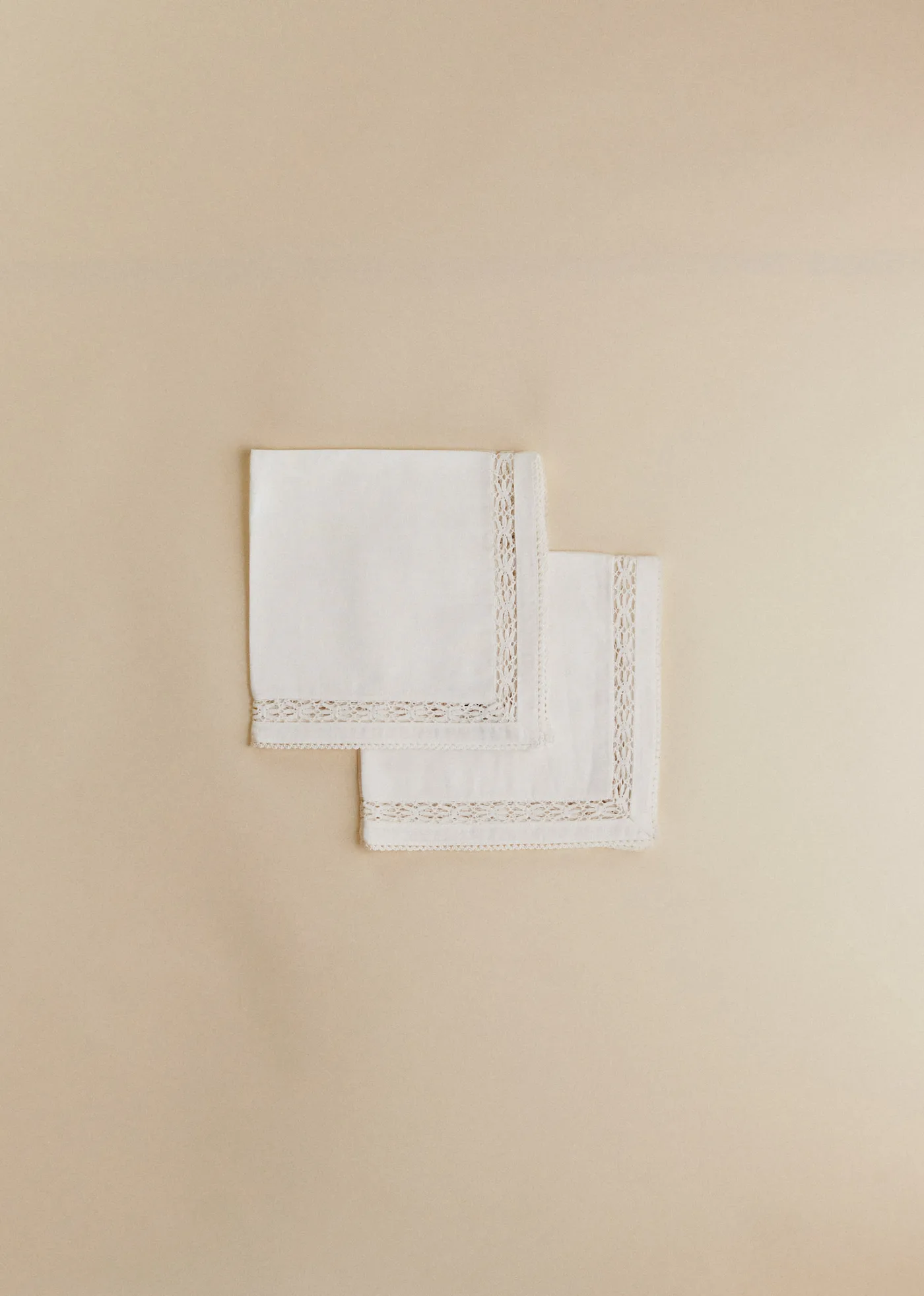 Set de 2 serviettes brodées - Ecru Uni