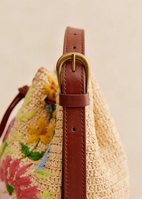 Bourse Mini Farrow - Raphia Broderie Fleurs Multico — image 3