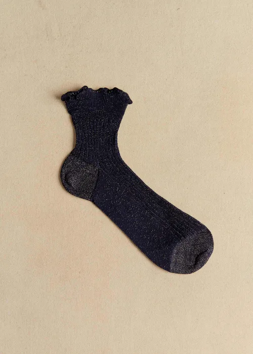 Chaussettes Diane - Bleu Marine Lurex Doré