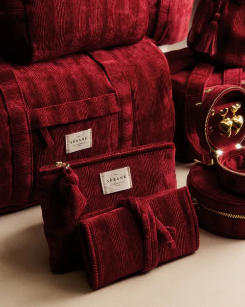 Pochette plate velours milleraie - Rouge — image 3