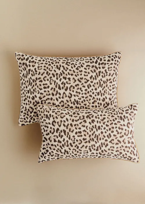Coussin Jacquard - Petit modèle - Léopard Écru et Café