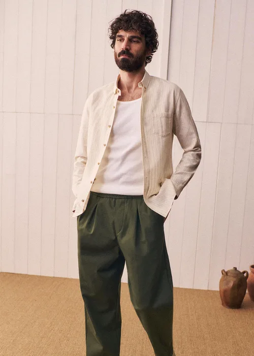Chemise Charlie - Écru Rayures Beiges — image 6