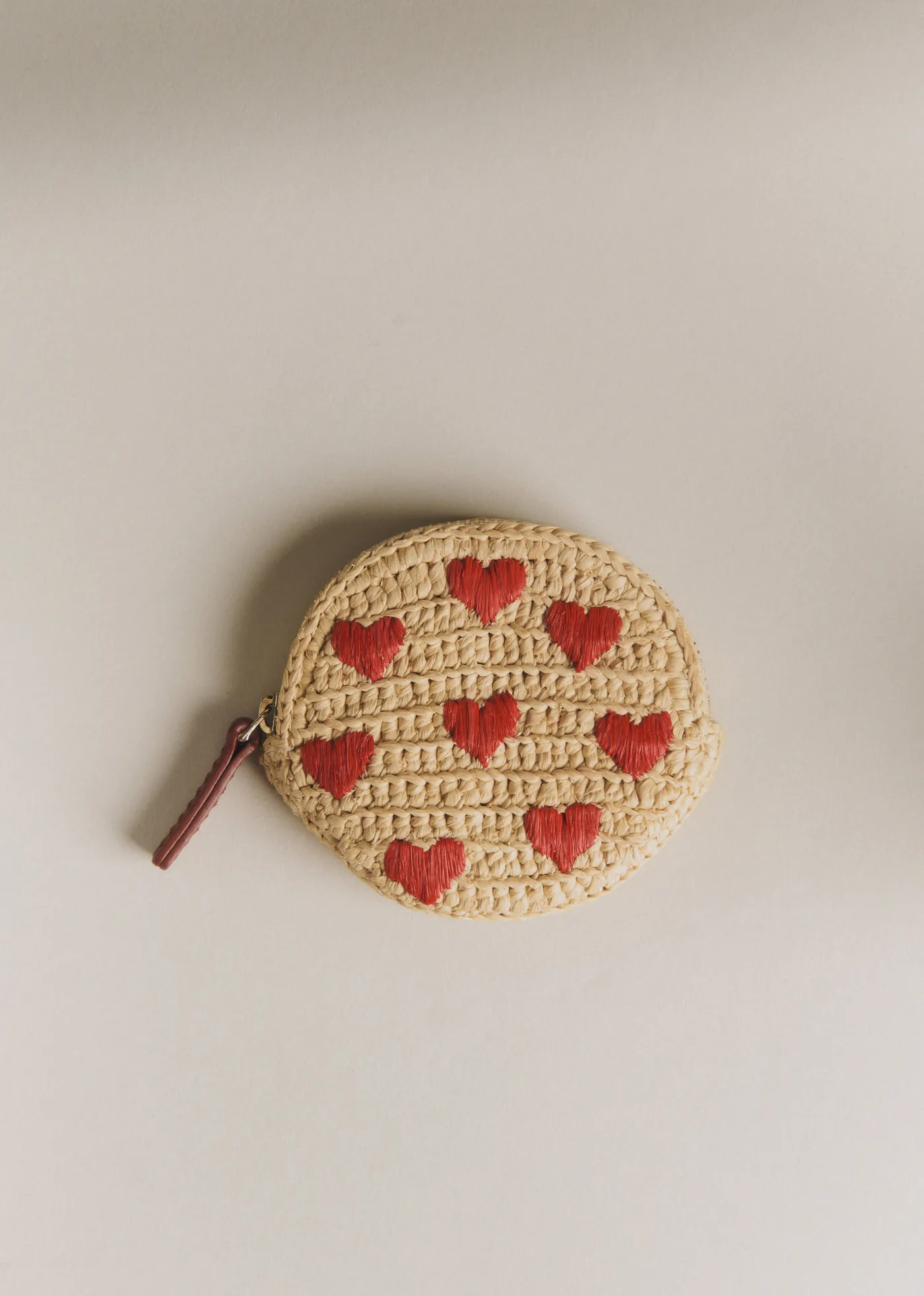 Porte-monnaie Nicole - Raphia Broderie Coeur