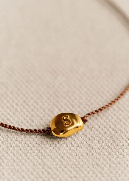 Bracelet Cléo - Chocolat - Lettre S