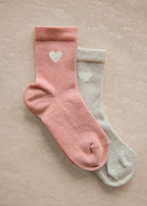 Lot de 2 chaussettes Coeurs - Rose Coeur / Beige Chiné Coeur — image 3