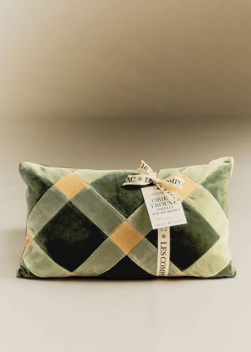 Coussin Velours Patchwork - Petit modèle - Céladon Foncé et Clair — image 3