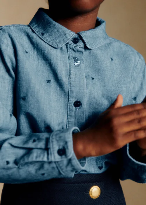 Chemise Pierro - Chambray Coeur Brodé Marine — image 4