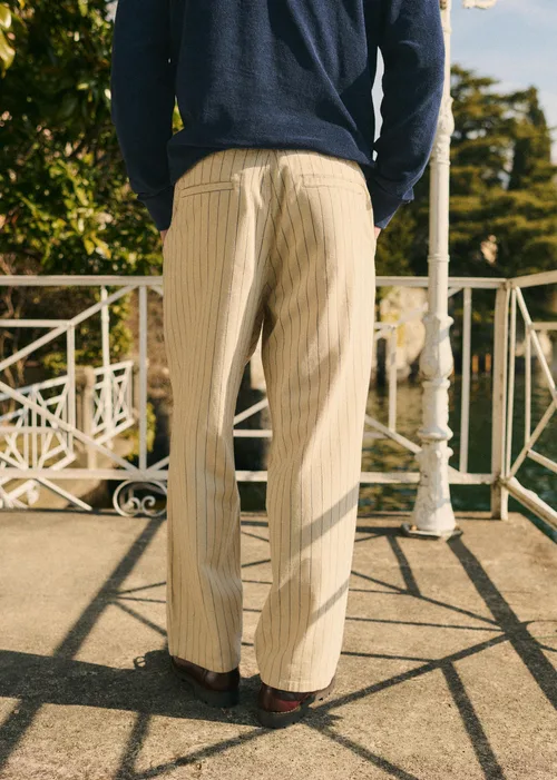 Pantalon Melor - Beige Rayure Marine — image 3