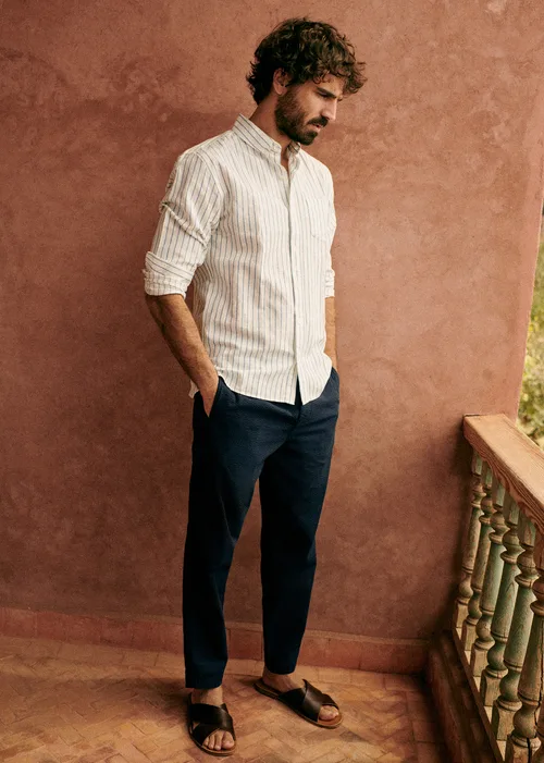 Chemise Charlie Coton Lin - Blanc Rayures Bleues — image 4