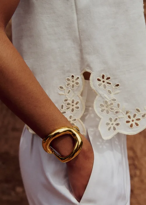 Chemise Isea - Broderie Contrastée Crème Fond Écru — image 3