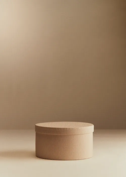 Boîte rangement ovale - petit modèle - Rayures beige