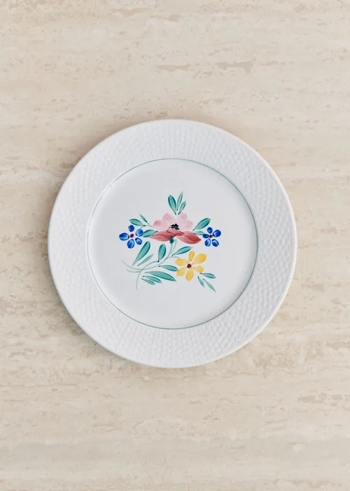 Assiettes anciennes, Fleurs des champs - Lot de 6 assiettes plates - Décor n°7
