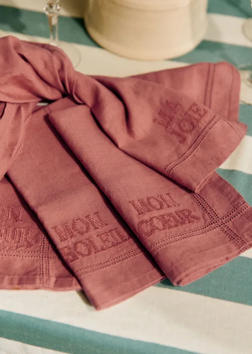 Set de 4 Serviettes - Les Mots brodés - Blush — image 4