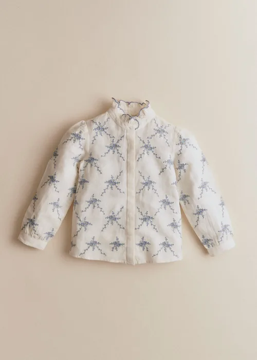 Chemise Ambre - Broderies Bouquets Bleus