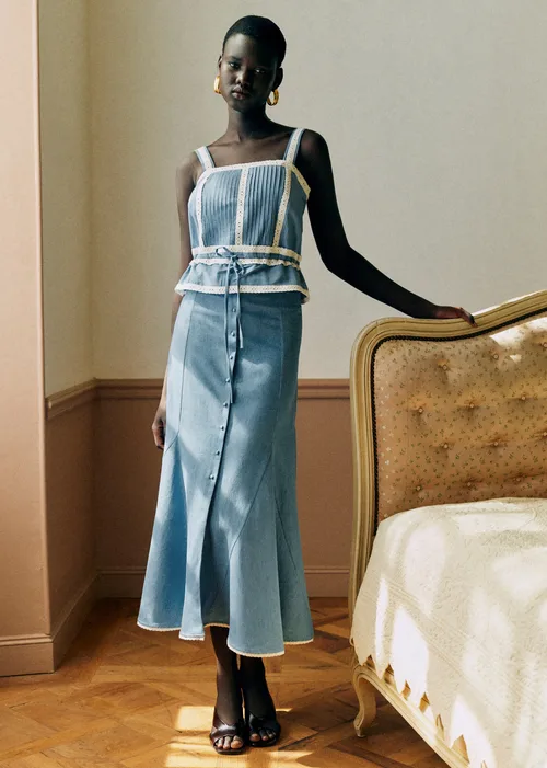 Jupe Jolana - Broderie Placée Chambray