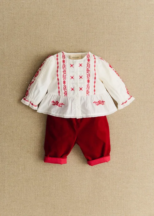 Chemise Charlina - Blanc / Broderie Rouge — image 5