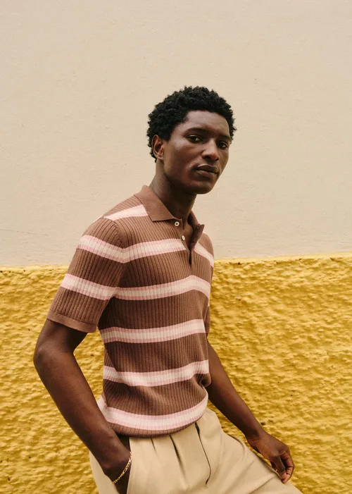 Polo Maille Rafael - Marron / Rose — image 4