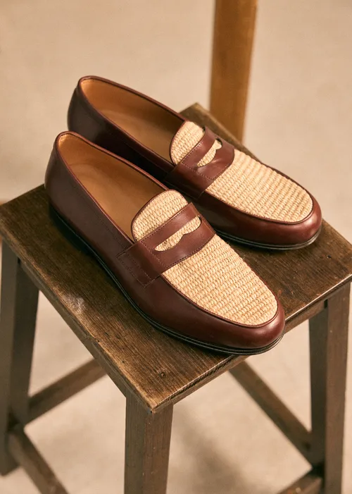 Mocassins Elvis - Chocolat / Raphia
