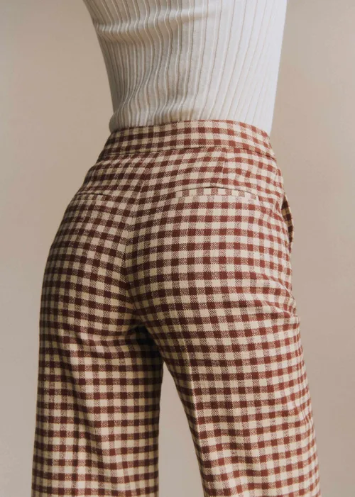 Pantalon Martin Crop - Vichy Marron Ecru — image 3