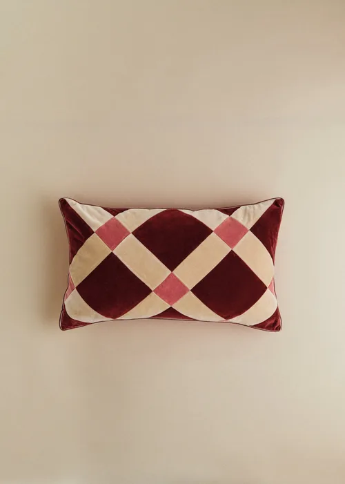 Coussin Velours Patchwork - Petit modèle - Terre de Sienne et Beige — image 4