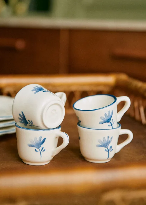 Coffret de 4 tasses expresso - Petite Fleur - Bleu Orage — image 2