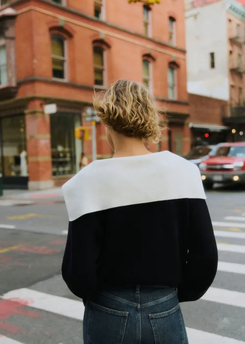 Pull Claudio - Marine Col Ecru — image 4
